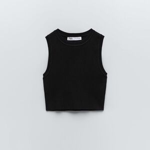 Zara Black Fitted Sleeveless Tank Top